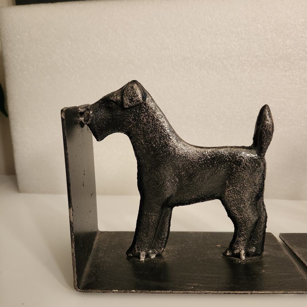 Vtg 1920's Cast Iron Airedale Terrier Dog Bookends Art Deco Style - Picture 11 of 13
